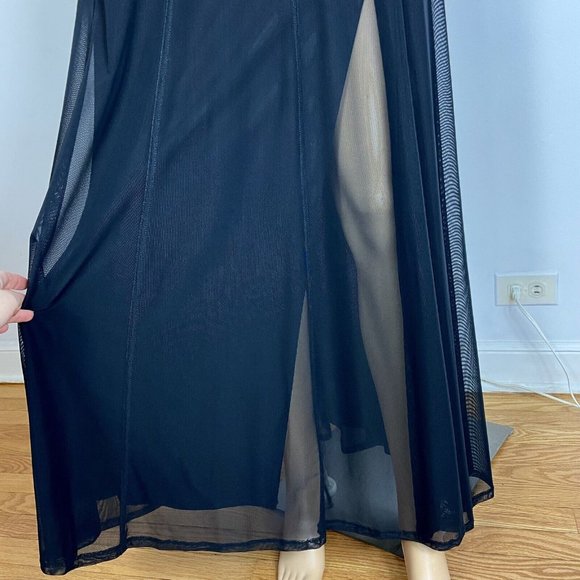 Veronique Young Stretch Mesh Maxi Skirt Sz 10 Made in USA Goth Grunge 90s Y2K - Picture 2 of 7